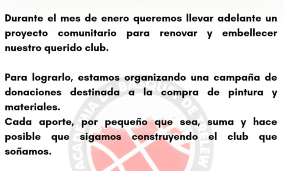 Racing Trelew lanzó una campaña solidaria para renovar el gimnasio de básquet